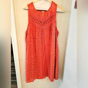 Sleeveless Orange Lace Dresd